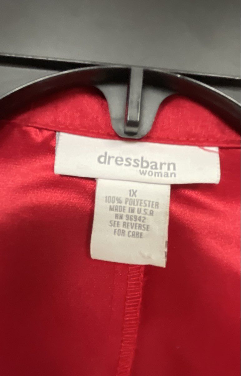 Dressbarn Woman Vintage Red Blazer Black Trim 3/4 Sleeve Sz 1X