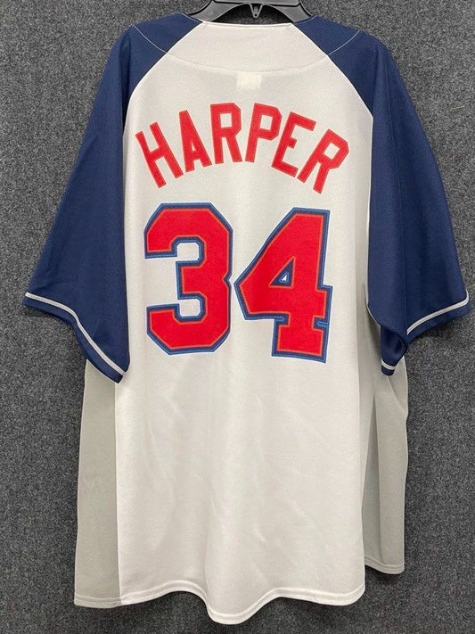 MLB Genuine Merchandise Washington Nationals Harper #34 Jersey White Blue Mens