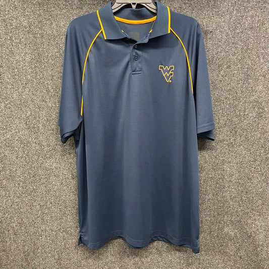 Pro Edge Men's West Virginia Mountaineers Polo Shirt Navy Blue Logo Sz 3XL