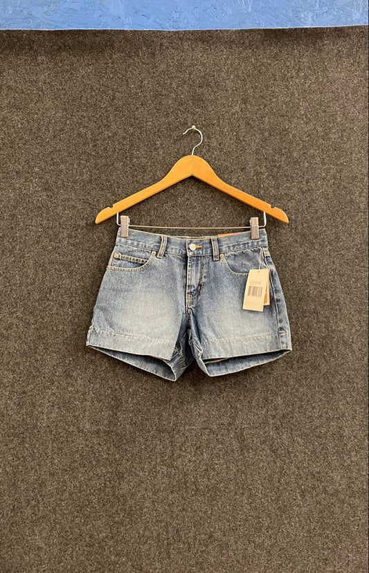 Vintage Y2K Bongo Women's Blue Denim High Rise Cuffed Shorts NWT Sz 0