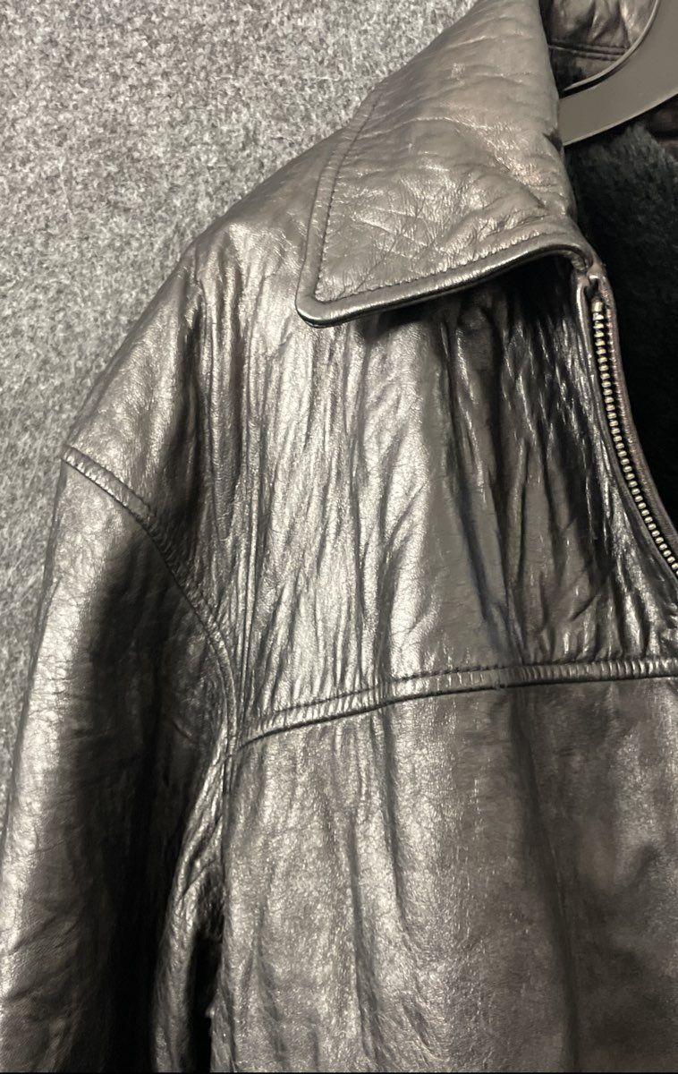 Vintage Y2K Cougar Men's Leather Bomber Jacket Black Size L