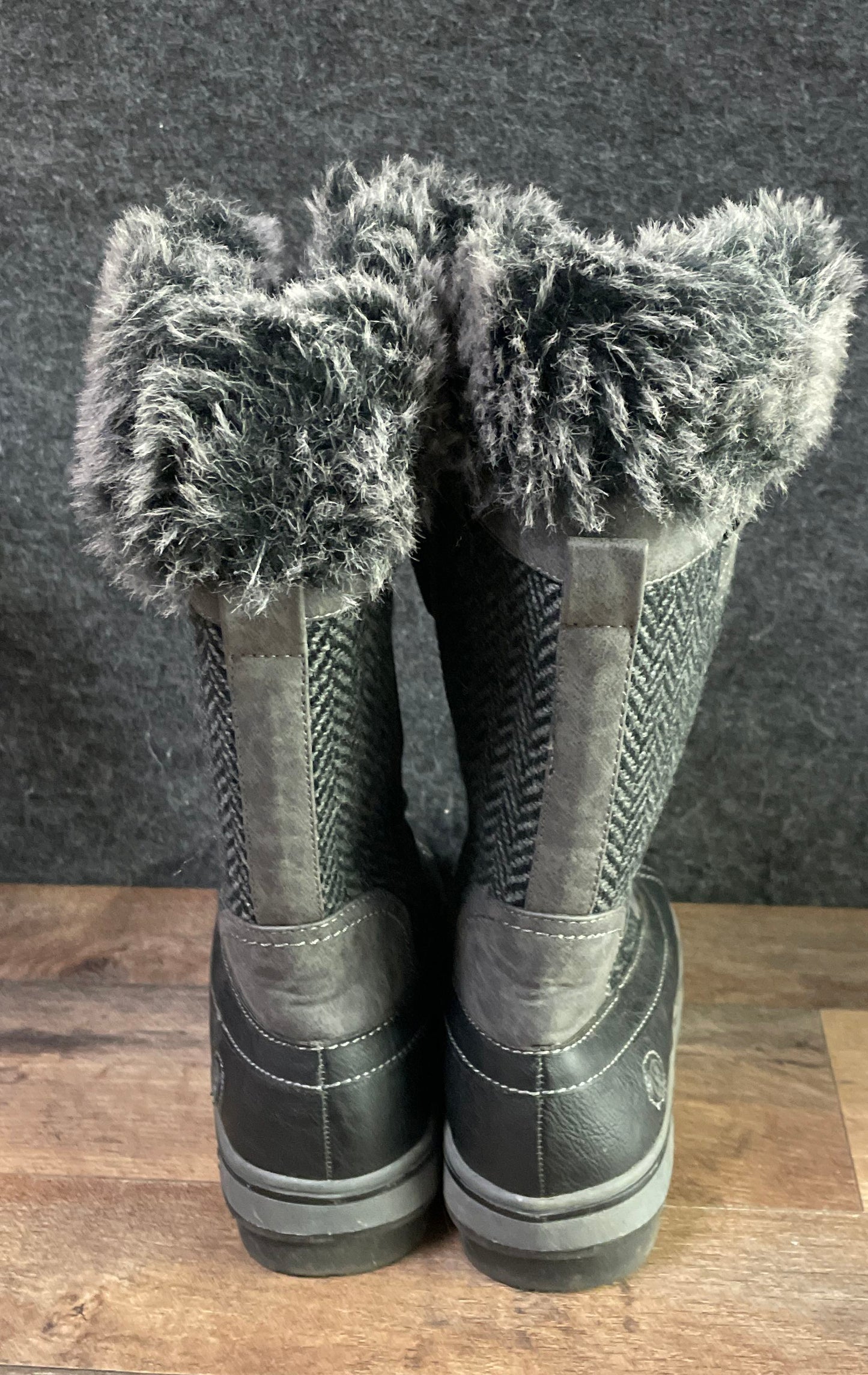 Northside Bishop Women's Grey Black Herringbone Winter Snow Boots Size 8
