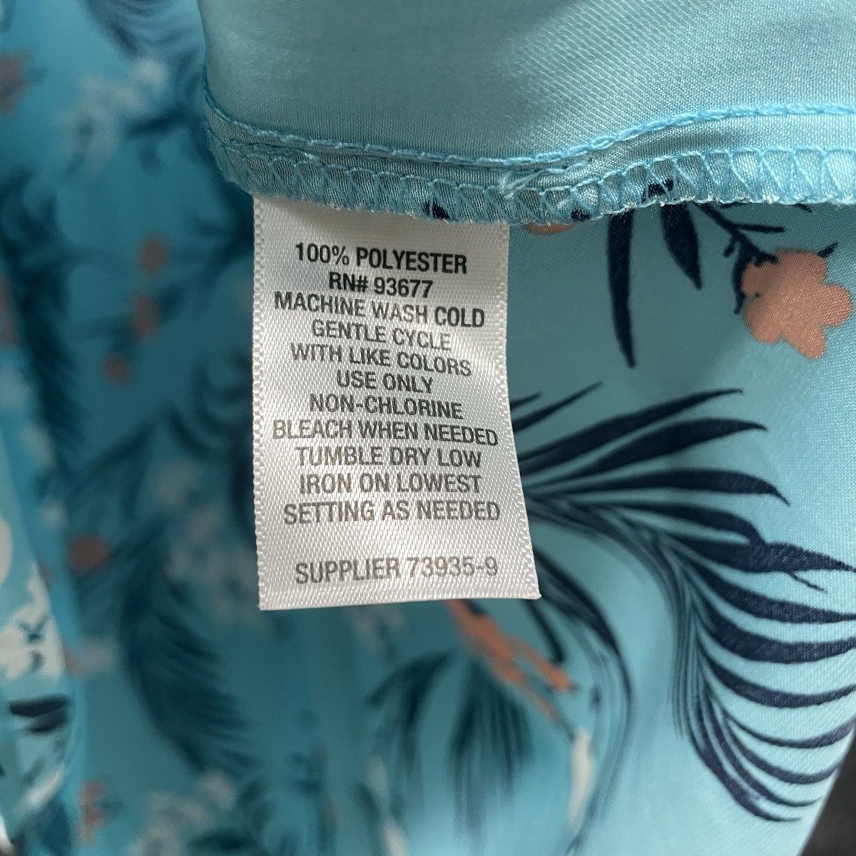 Liz Claiborne Women's Blue Tropical Floral Palm Print Pocket Blouse Sz XL