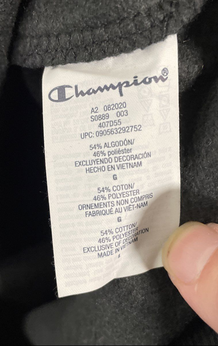 Champion Men's Black Fleece Pullover Hoodie Tonal Logo Sweatshirt Sz L