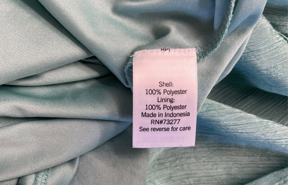 LC Lauren Conrad Women's Turquoise Ruffled V-Neck Tie Front Jacquard Dress Sz M