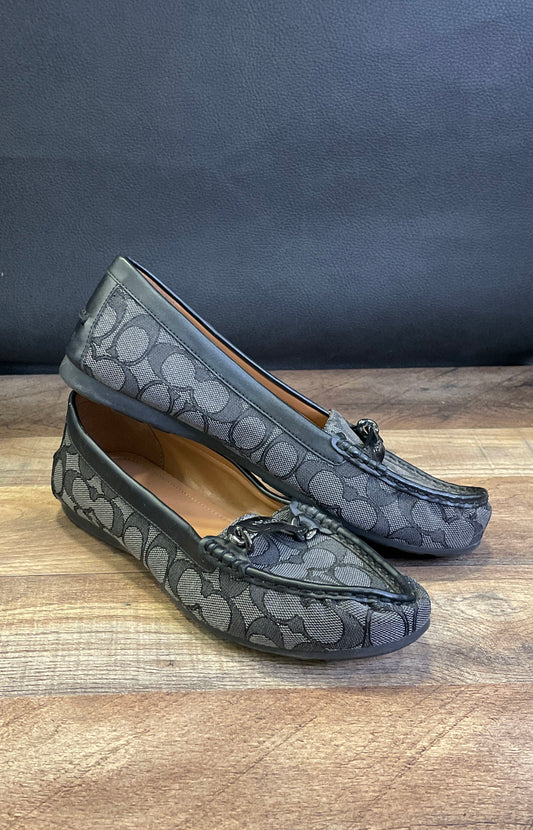 Coach Olive Signature C Jacquard Driver Loafers Charcoal Black Women's Size 9B