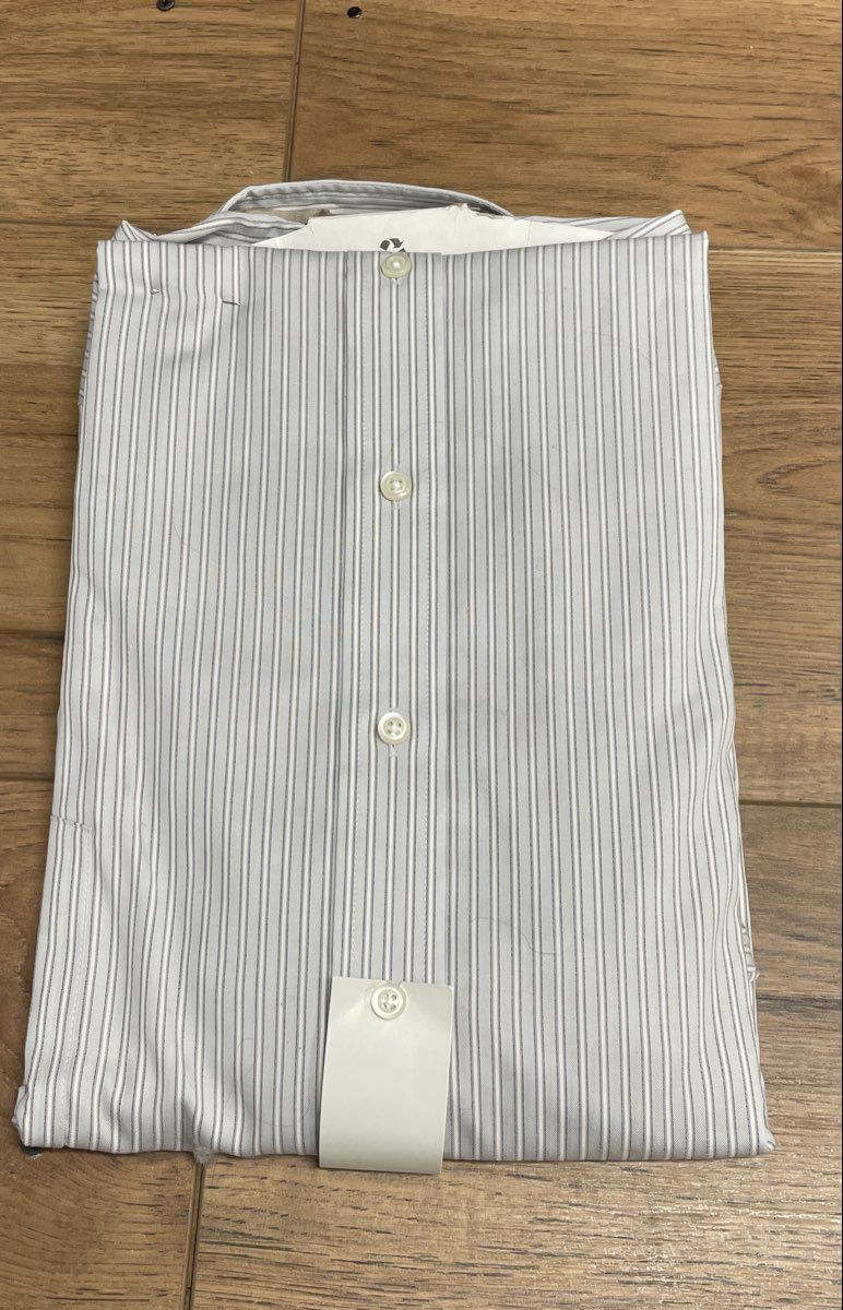 Joseph Abboud Men's Gray White Striped Non-Iron Dress Shirt Size 22 34/35 NWT