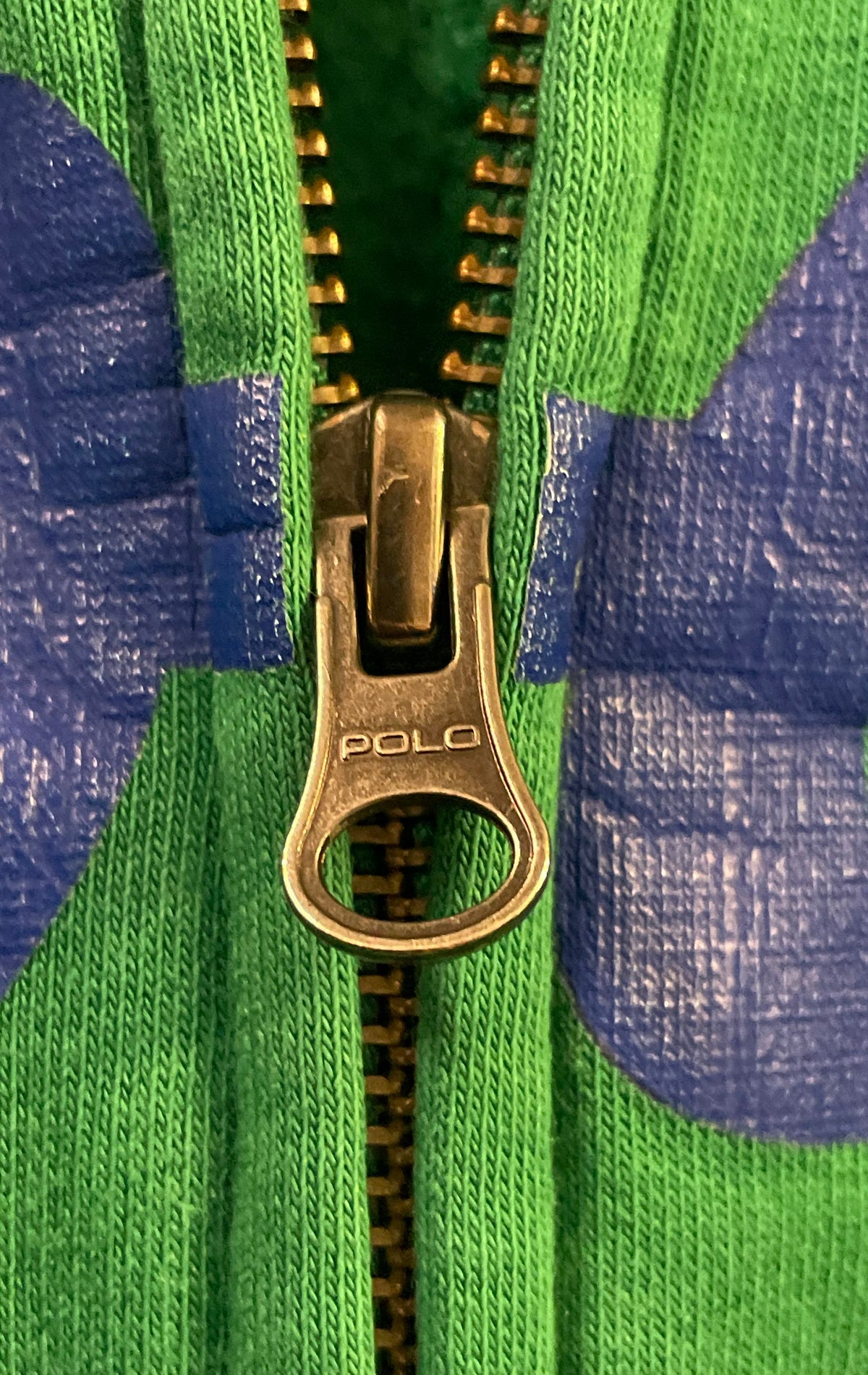 Polo Ralph Lauren Boys Green Blue Script Logo Full Zip Hoodie Sz XL 18-20