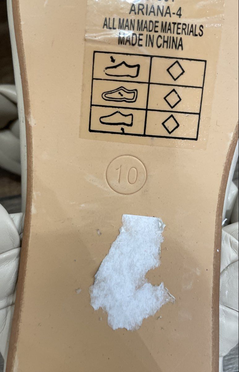 Pierre Dumas Ariana-4 Cream Braided Double Strap Block Heel Sandal Size 10