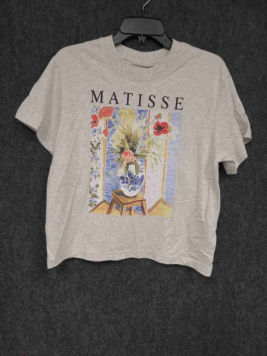 GAP Women's Henri Matisse Art Graphic T-Shirt Gray Heather Boxy Sz S