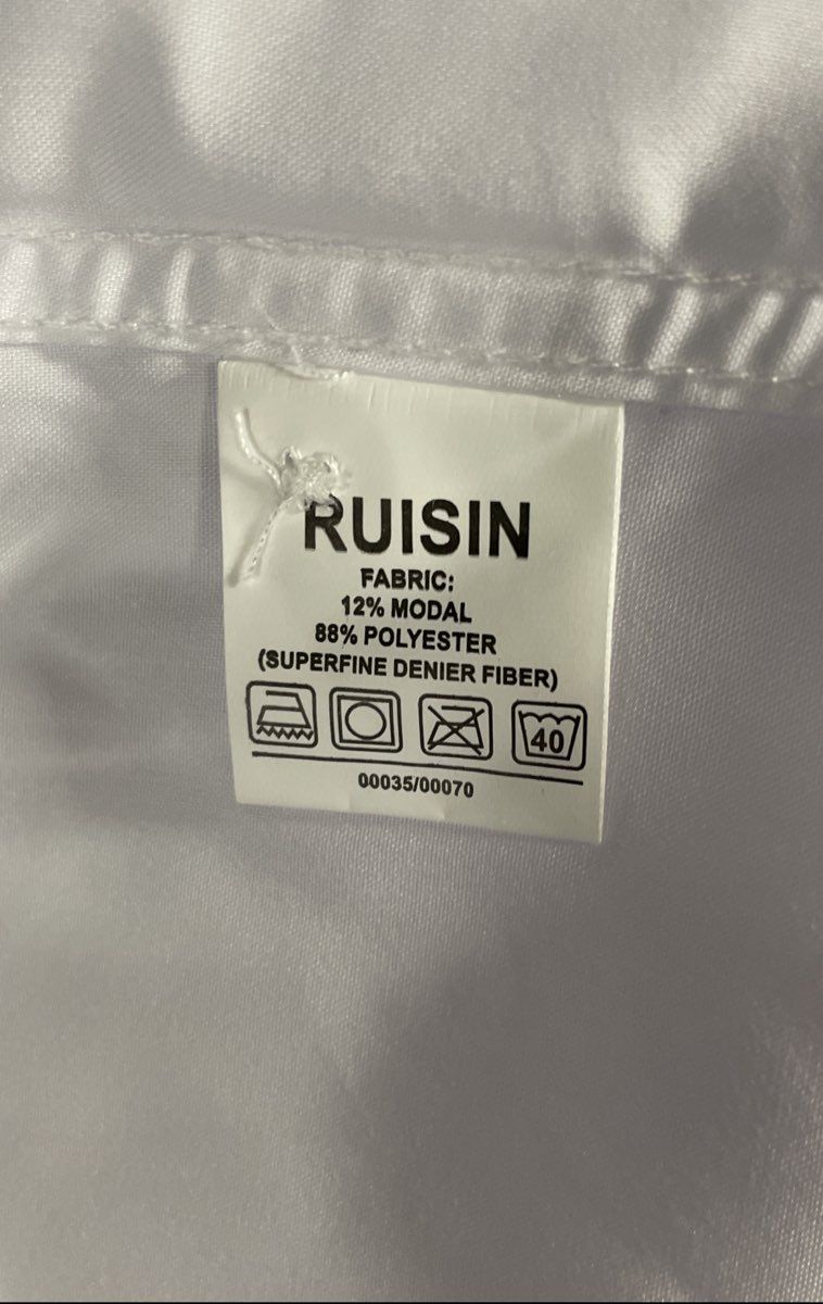 Rusin Men's White Dress Shirt Long Sleeve Modal Blend Button Up Size M NWT
