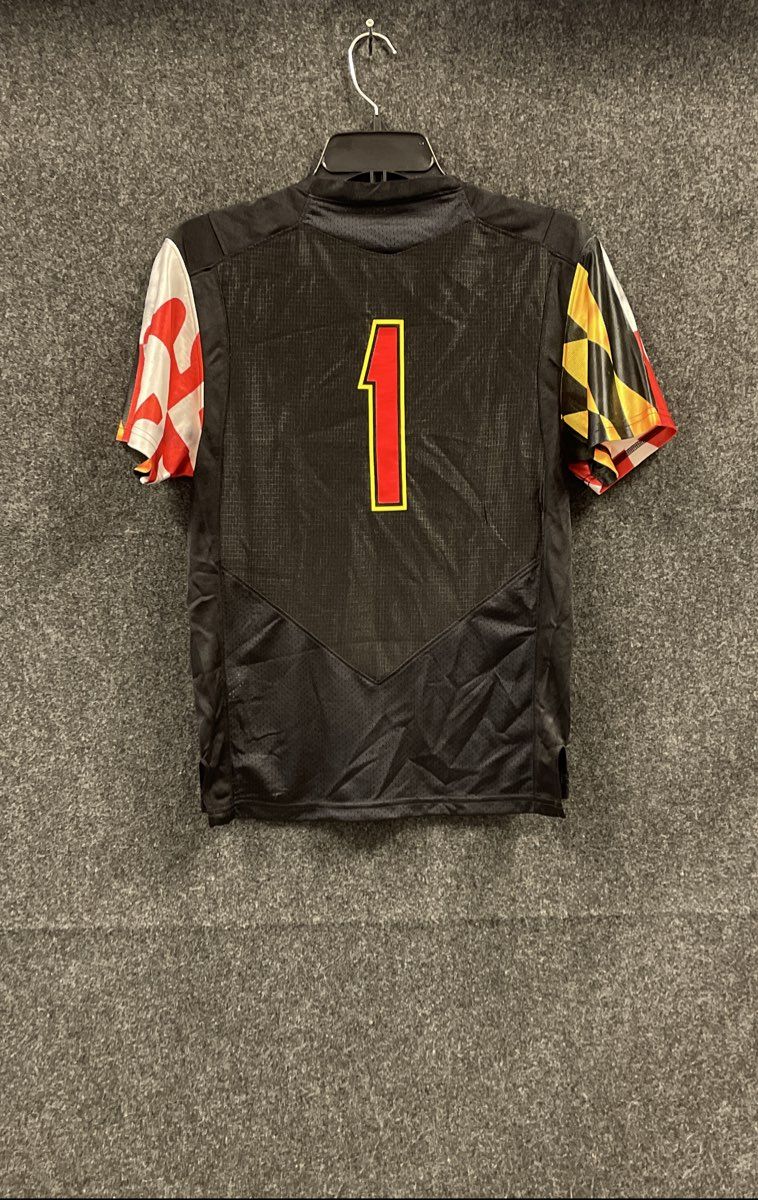 Under Armour Youth Maryland Terrapins Football Jersey Black Flag Sleeves NWT S