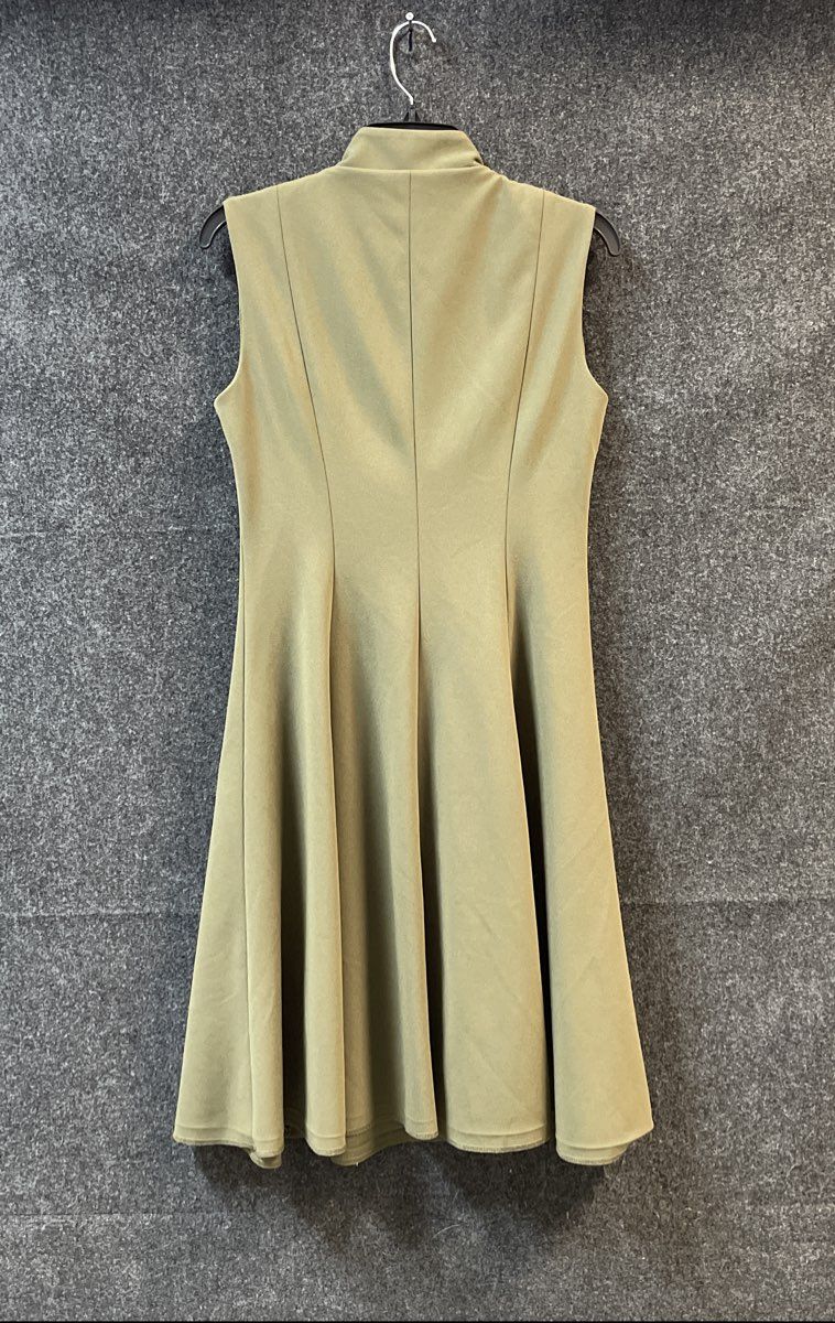 Calvin Klein Women's Olive Green Sleeveless Notch Collar Fit & Flare Dress Sz 6