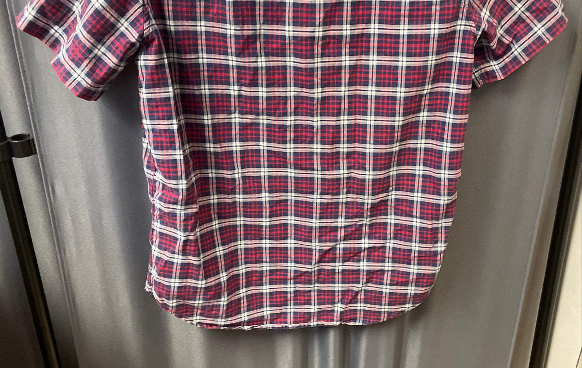 Denim & Supply Ralph Lauren Men's Red Blue Plaid Short Sleeve Button Up Sz M
