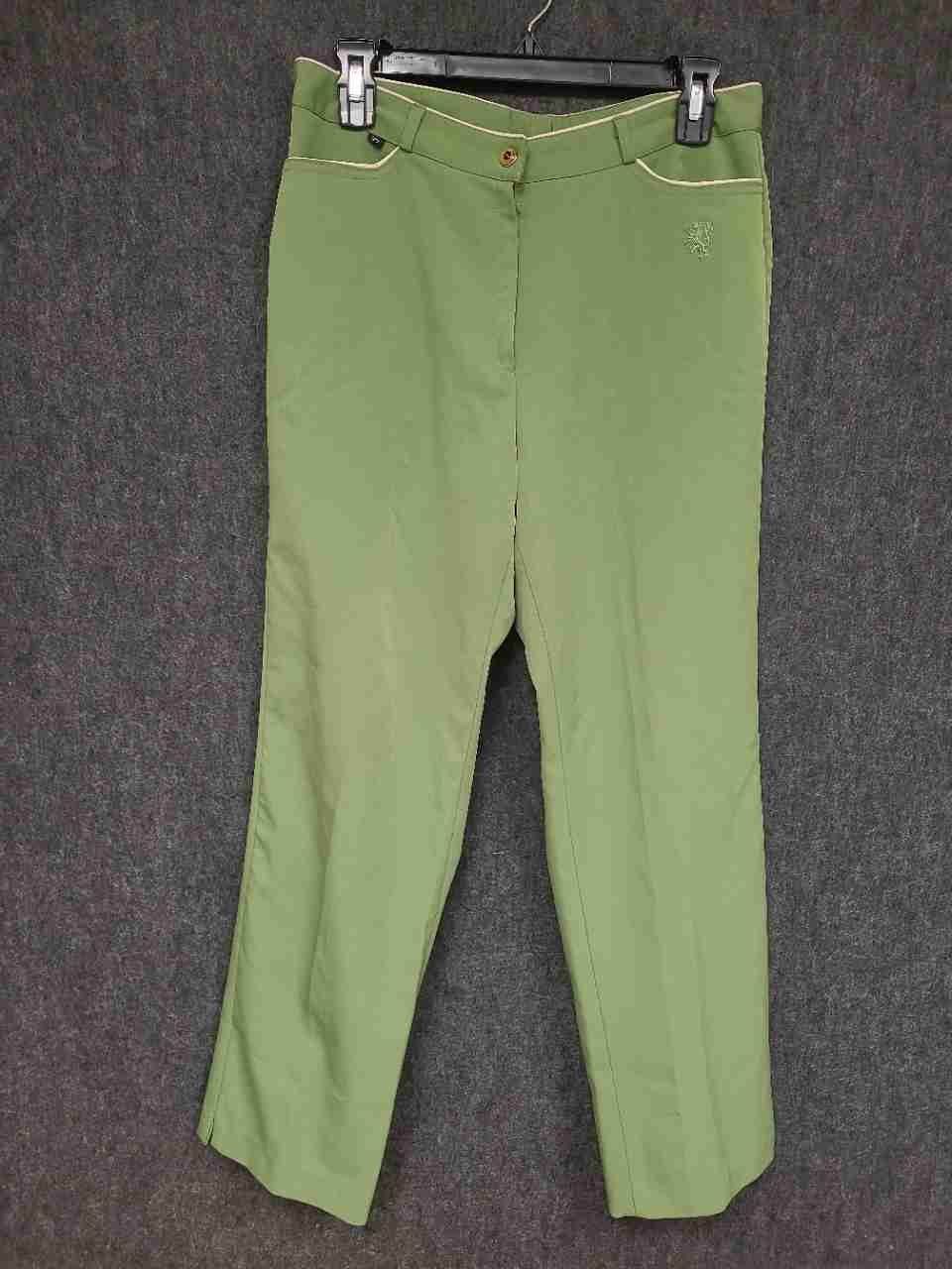 Escada Sport Women's Sage Green Golf Pants Lion Rampant Piping Sz 72