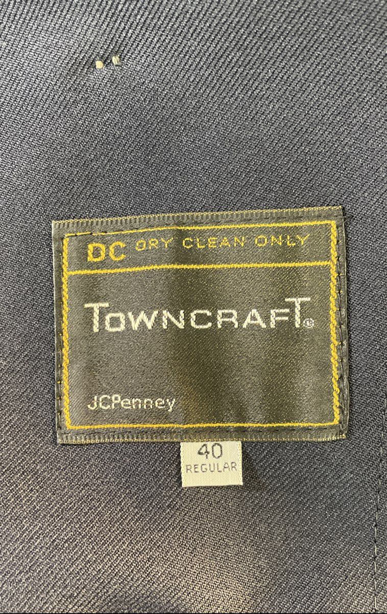 Vintage 70s Towncraft Navy Blue Zip Out Liner Car Coat Sz 40 Regular