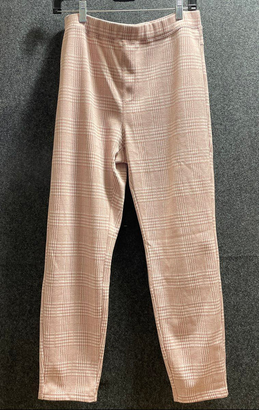 Halara Women's Pink White Plaid Pull On High Rise Pants Size L NWT
