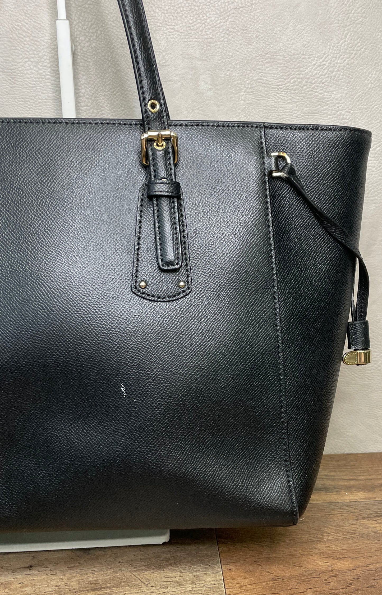 Michael Kors Black Pebbled Leather Large Tote Bag Gold Hardware