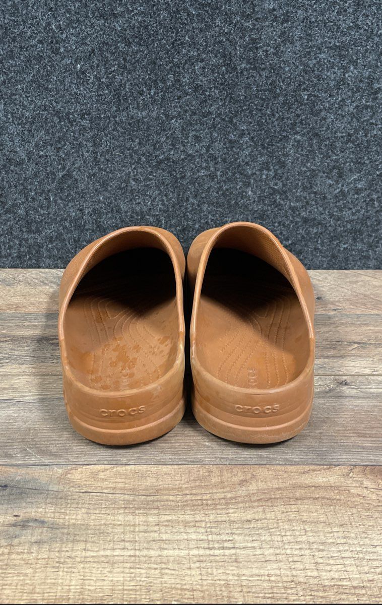 Crocs Dylan Clog Brown Leather-Look Foam Mules Men's Size 11
