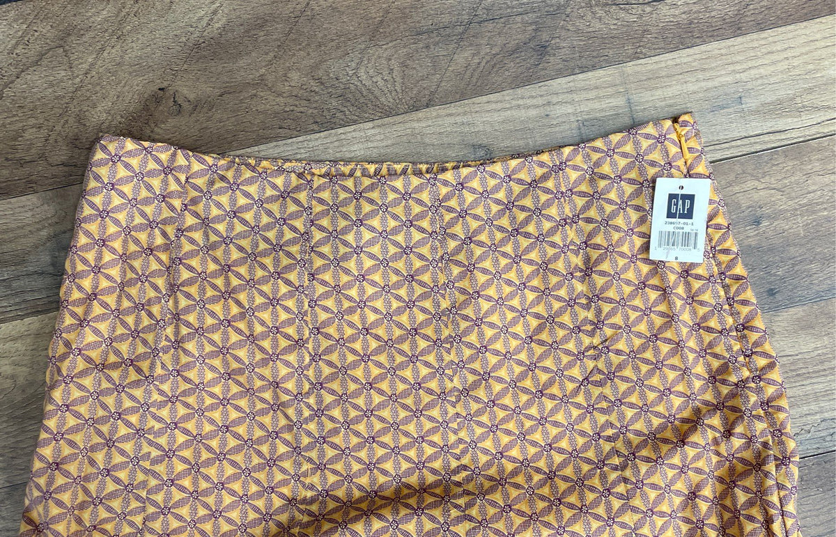 Gap Women's Yellow Purple Printed Cotton Flared Skirt Size 8 NWT