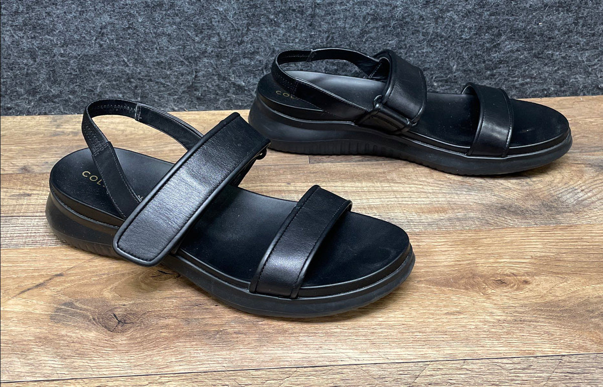 Cole Haan Black Leather Strappy Grand Ambition Carmel Sport Sandals Size 9B