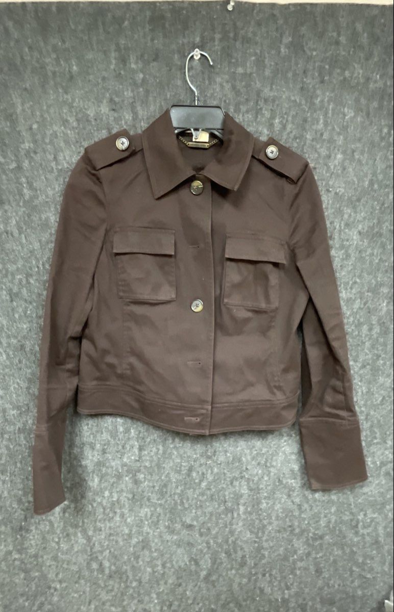 Michael Michael Kors Women's Brown Utility Field Jacket Epaulettes Pockets Sz M