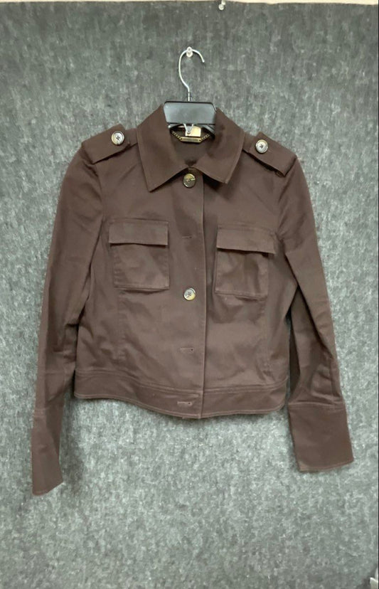 Michael Michael Kors Women's Brown Utility Field Jacket Epaulettes Pockets Sz M