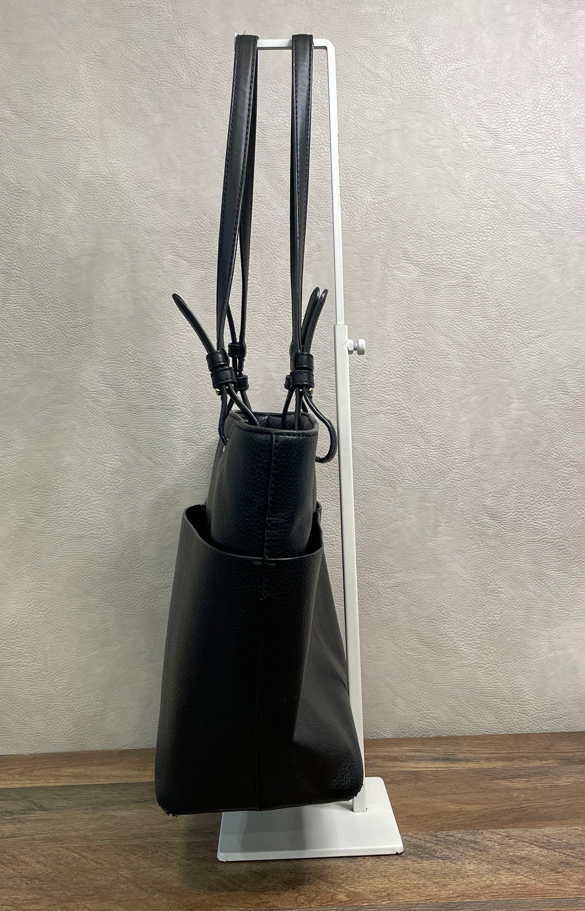 Michael Kors Black Pebbled Leather Charlotte Tote Bag Gold Hardware
