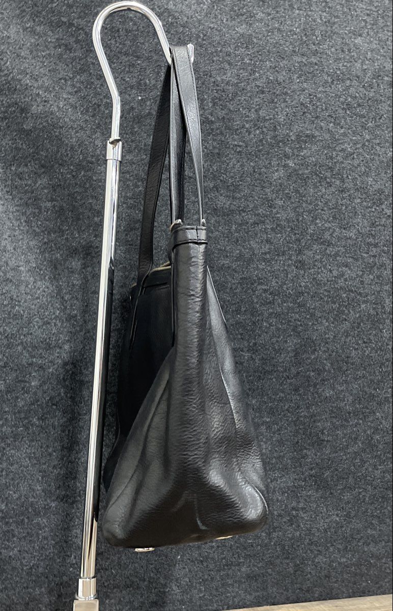 Fossil Black Leather Large Tote Shoulder Bag Silver Hardware