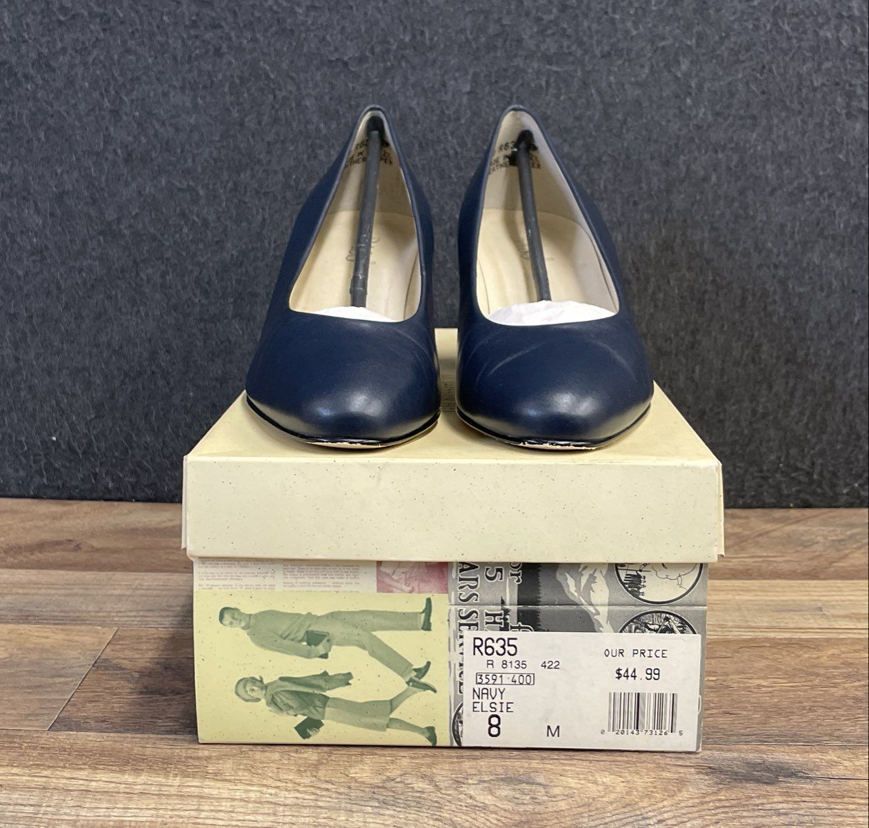 G.H. Bass & Co Elsie Navy Leather Block Heel Pumps Women's Size 8 NWB