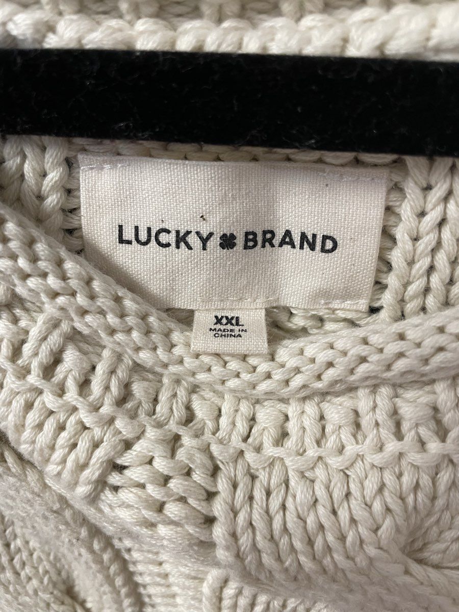 Lucky Brand Women's Cream Cable-Knit Cotton Pullover Sweater XXL NWT