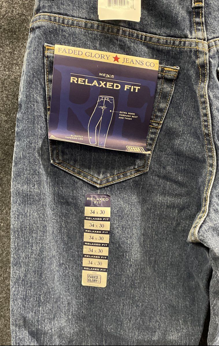 Vintage Y2K Faded Glory Men's Blue Relaxed Fit Jeans NWT Sz 34x30