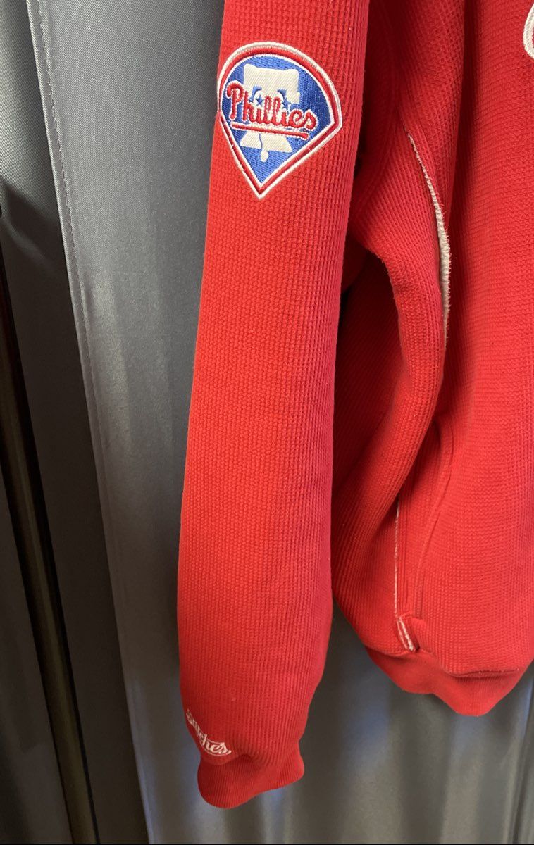 Stitches Men's Philadelphia Phillies Red Waffle Knit Thermal Full Zip Hoodie XL