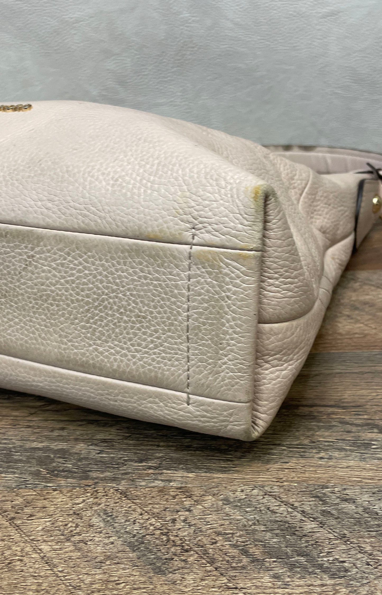Michael Kors Nude Pebbled Leather Hobo Shoulder Bag Gold Hardware