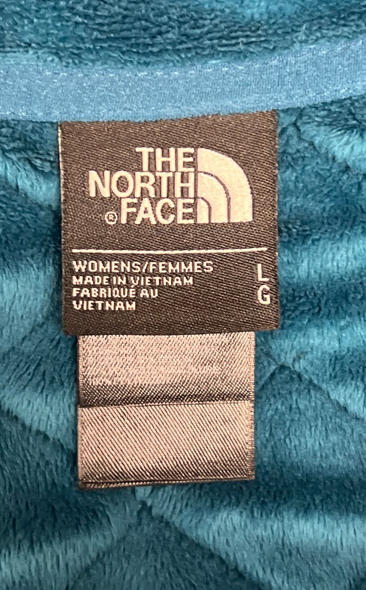 The North Face Women's Teal Blue Quilted Fleece Full Zip Jacket Sz L