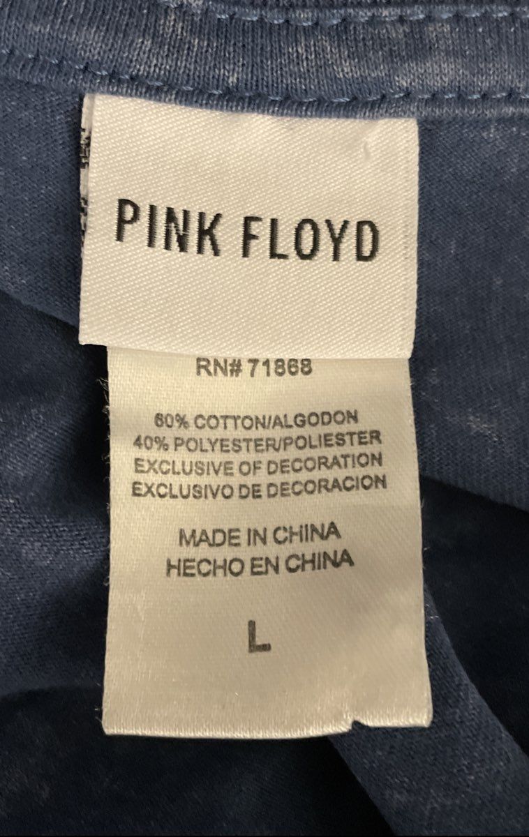 Pink Floyd Dark Side of the Moon T-Shirt Reprint Blue Acid Wash Sz L