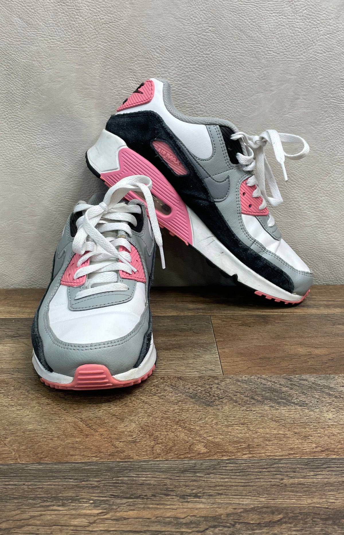 Nike Air Max 90 LTR GS White Particle Grey Pink Youth Size 6Y