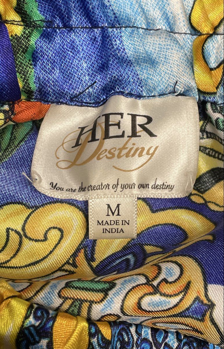 Her Destiny Women's Multicolor Floral Baroque Coastal Print Maxi Skirt Sz M