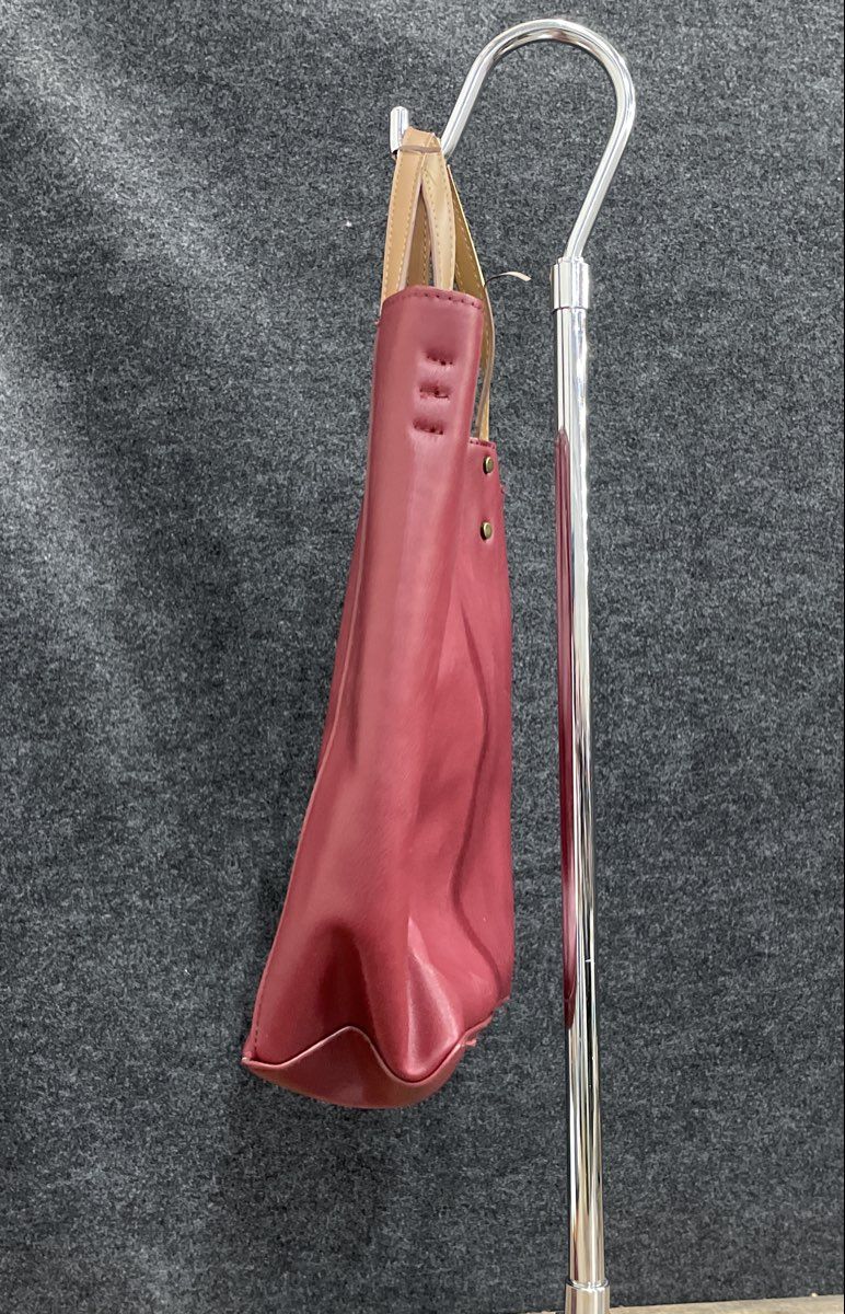 Red Leather Tote Bag Handbag Brass Hardware with Removable Crossbody Strap