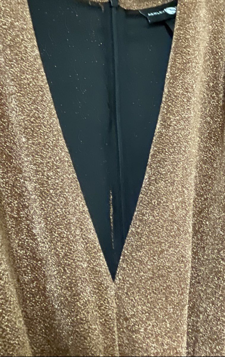 Ashley Stewart Women's Copper Metallic V-Neck Flutter Sleeve Jumpsuit 18/20 2X