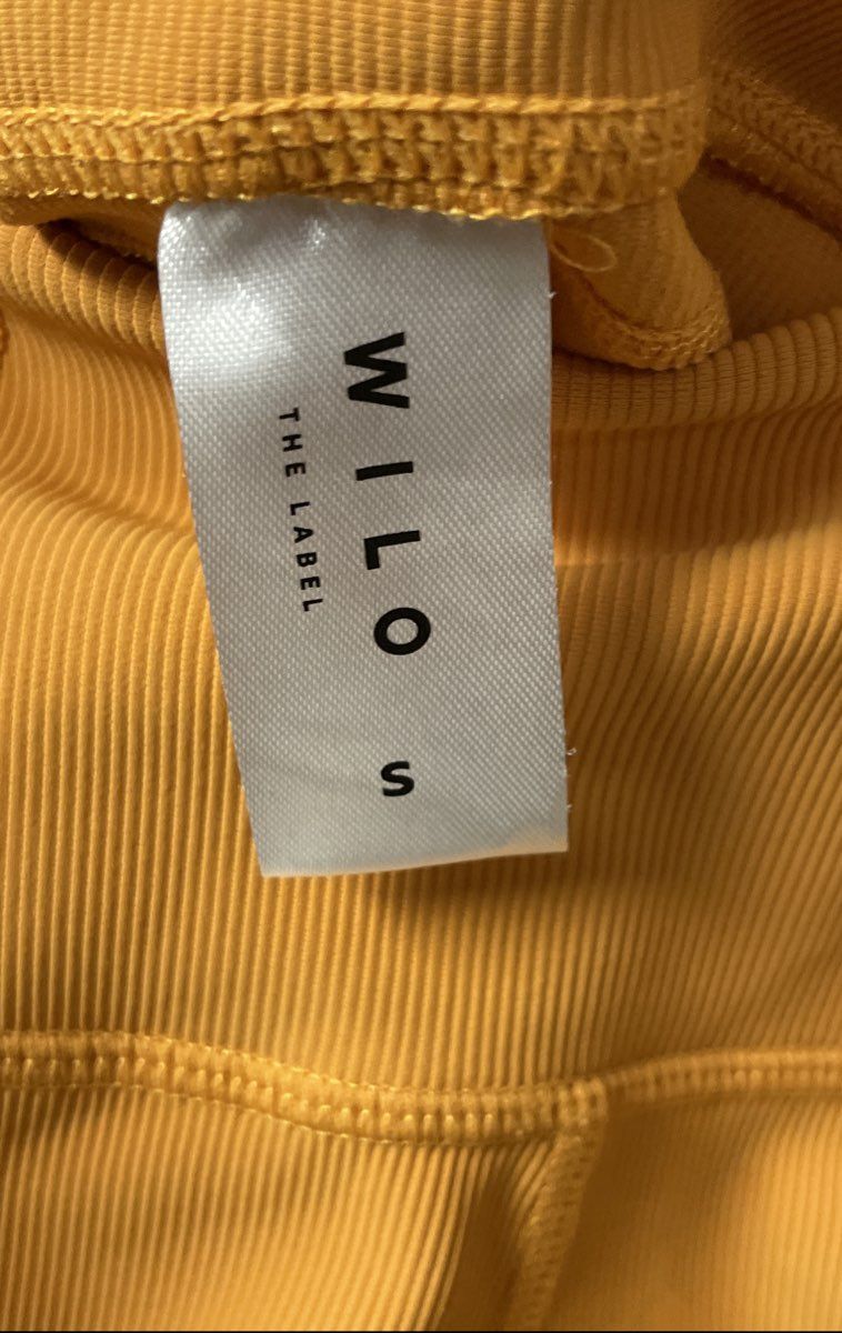 Wilo The Label Women's Golden Ribbed High Waist Side Pocket Leggings Sz S