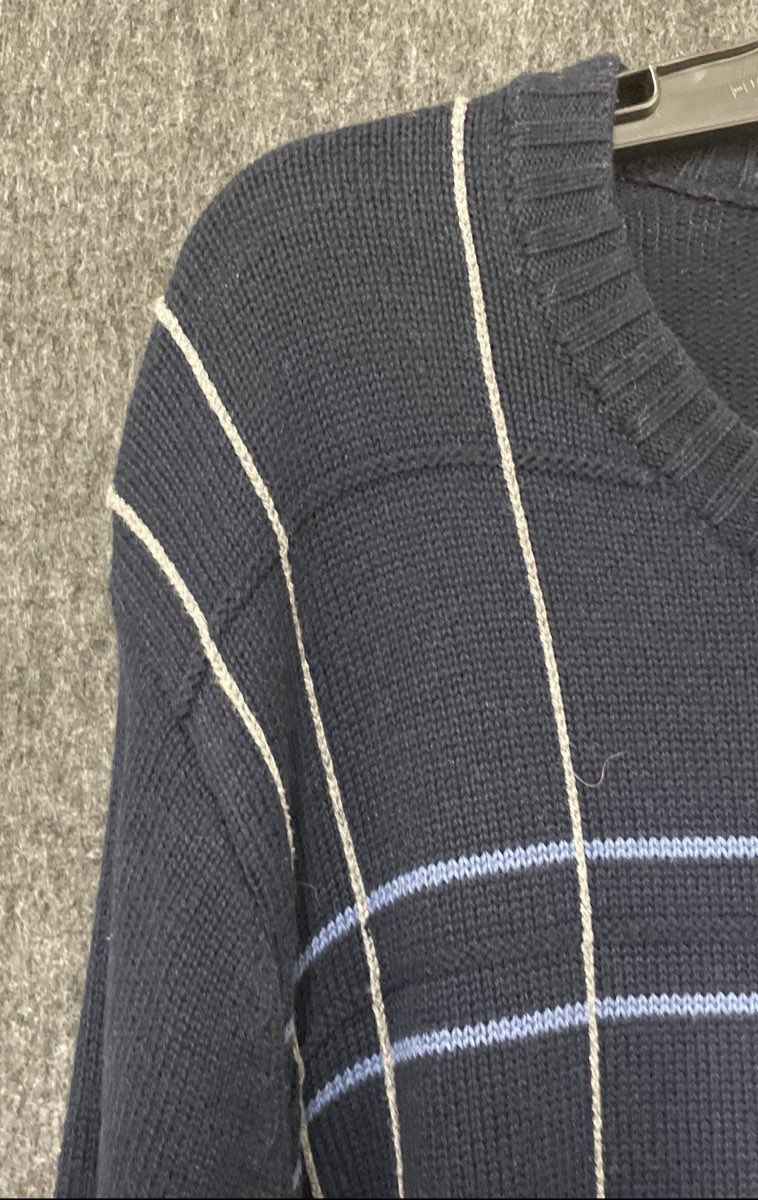 Croft & Barrow Men's Navy Blue Grid Plaid 100% Cotton Crewneck Sweater Size XXL