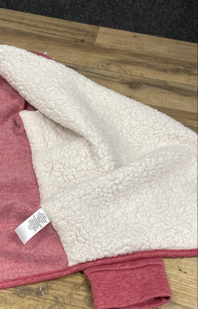 St. John's Bay Women's Pink Sherpa Lined Open Front Cardigan Jacket Sz M