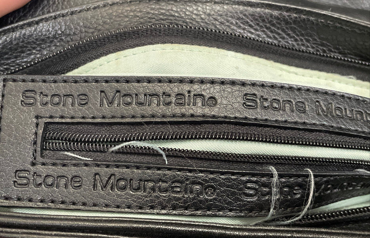 Stone Mountain Black Pebbled Leather Crossbody Bag Purse Silver-Tone Hardware