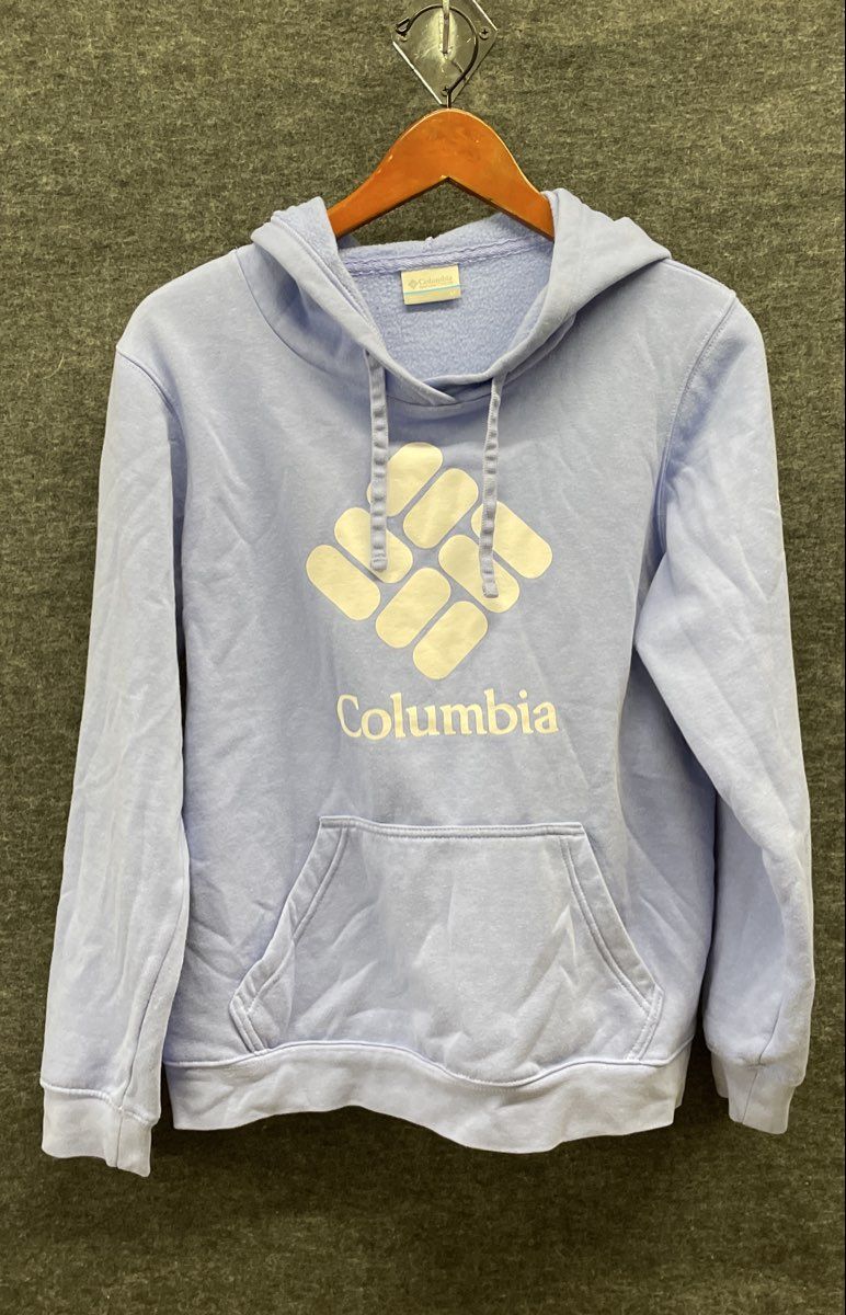 Columbia Women's Light Blue Logo Pullover Fleece Hoodie Sz M