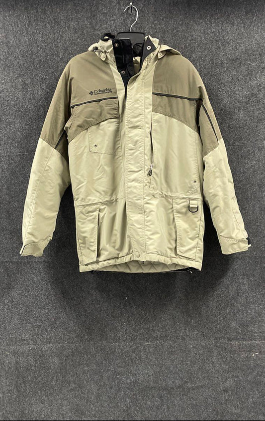 Vintage Y2K Columbia Men's Tan Khaki Insulated Hooded Outdoor Jacket Sz S