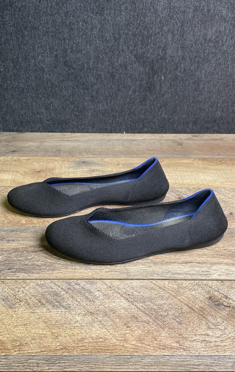 Rothy's The Flat Black Solid Knit Ballet Flats Women's Size 8