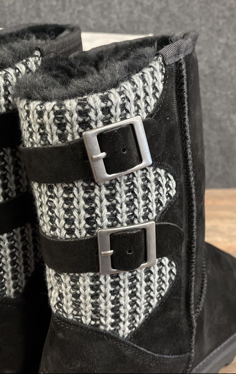 Dream Pairs Sweaty-Buckle Black Knit Back Winter Boots Women's Size 9