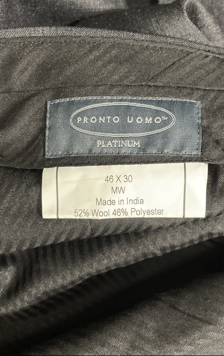 Pronto Uomo Men's Platinum Classic Fit Stretch Wool Blend Pants NWT Sz 46x30