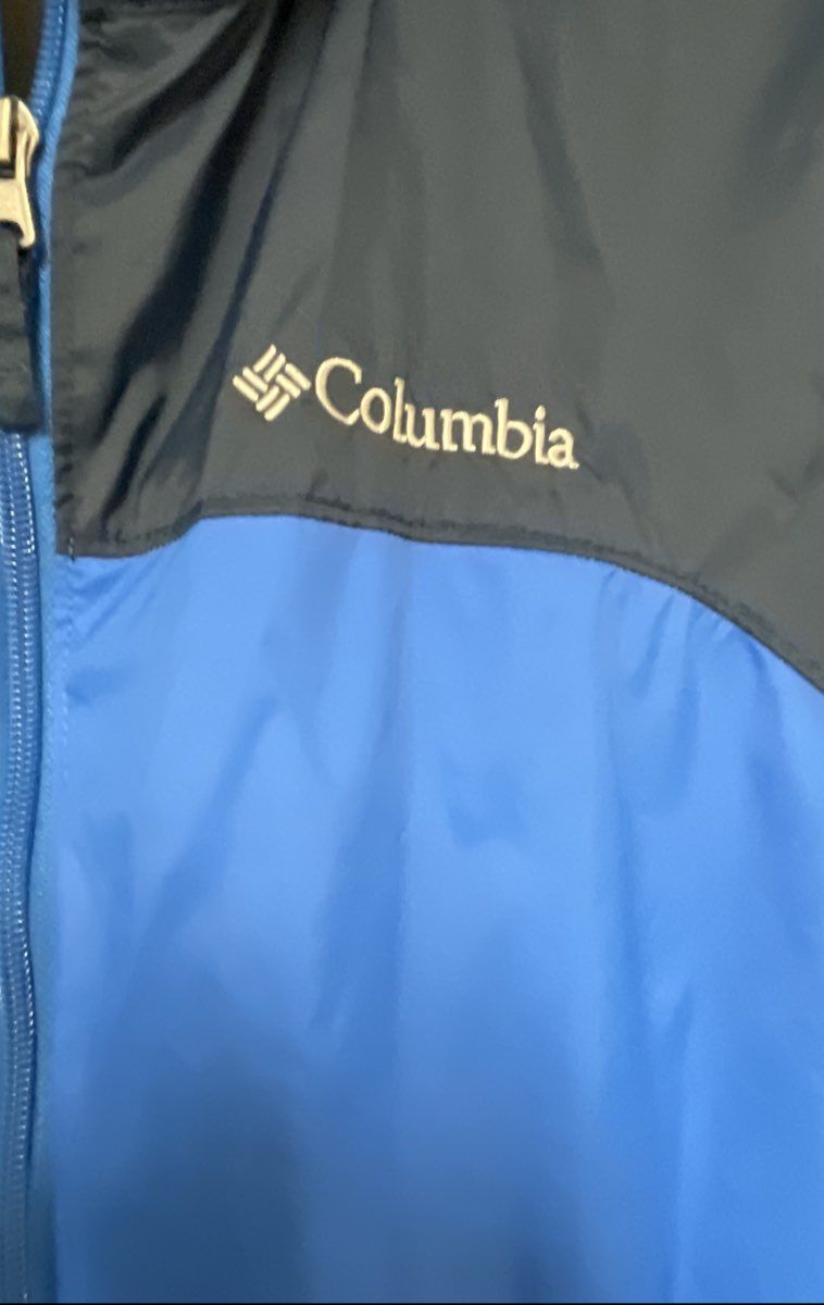 Columbia Men's Glennaker Lake Rain Jacket Blue Navy Colorblock Hooded Sz S